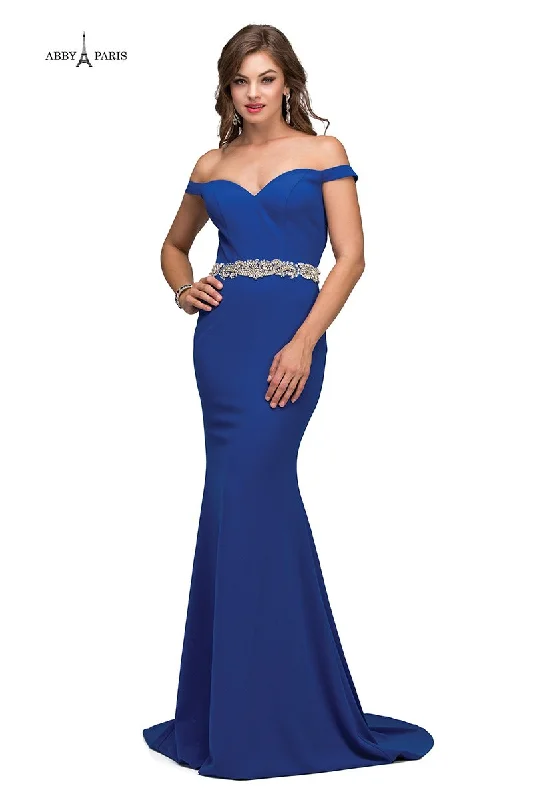 Lucci Lu 95151 Royal Off the Shoulder Fit-n-Flare Dress - Size 6 Long unclassified dresses