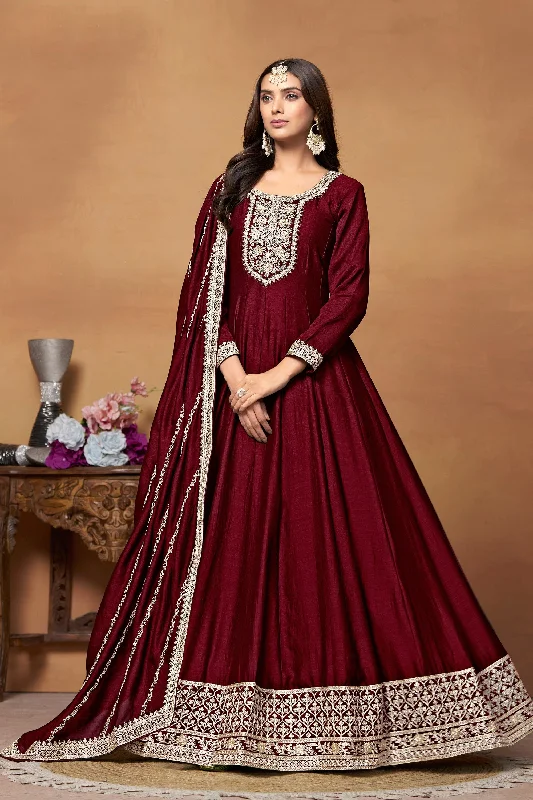 Maroon Color Art Silk Fabric Function Wear Vintage Anarkali Suit Festival unclassified dresses Maroon Color Art Silk Fabric Function Wear Vintage Anarkali Suit Festival unclassified dresses