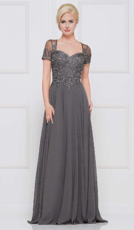 Marsoni by Colors - M271 Soutache Queen Anne A-Line Evening Dress Satin unclassified dresses