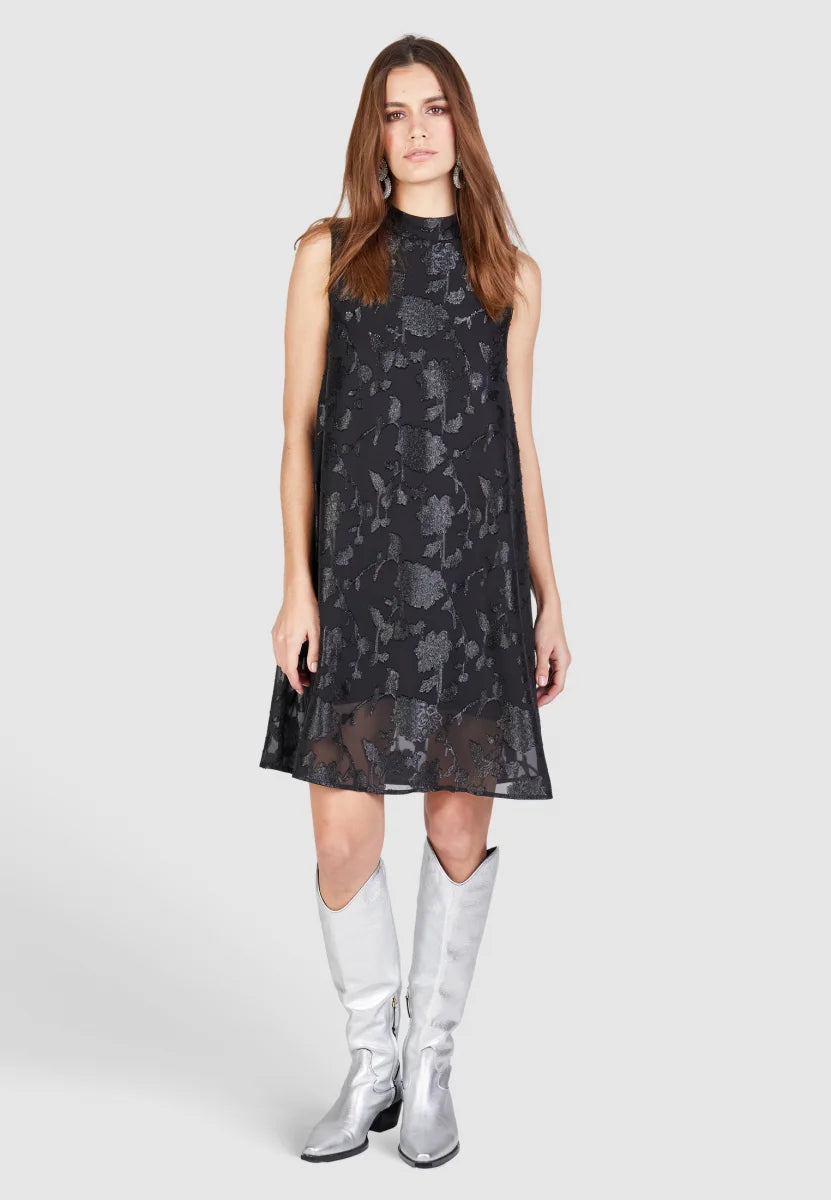 Metallic Jacquard Dress - Black Spring unclassified dresses