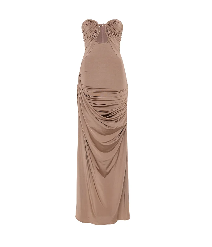 Val Strapless Dress in Concrete Halter unclassified dresses