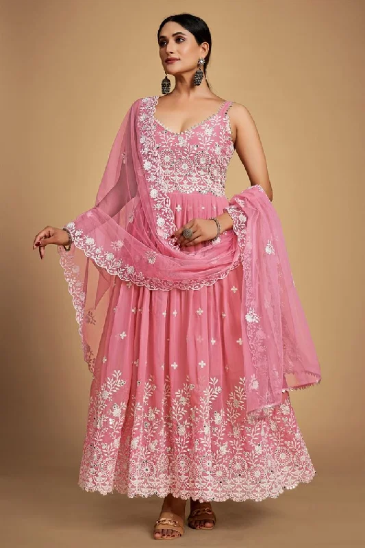 Pink Color Georgette Fabric Beautiful Function Wear Anarklai Suit Beach unclassified dresses