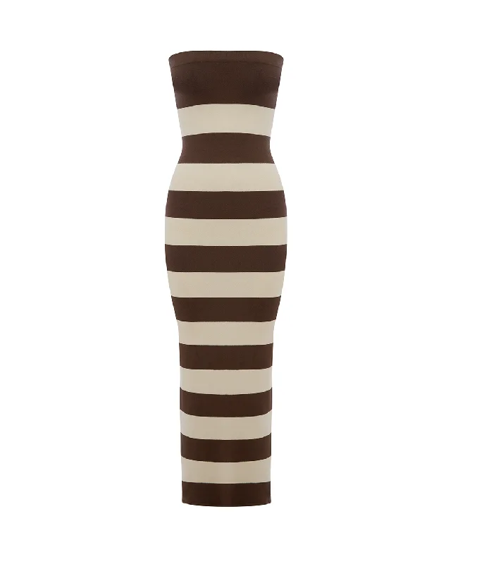 Theo Strapless Dress in Chocolate and Cream Office unclassified dresses