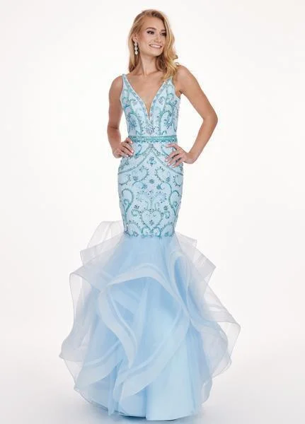 Rachel Allan 6548 - Plunging V-Neck Ruffled Mermaid Dress Cocktail unclassified dresses