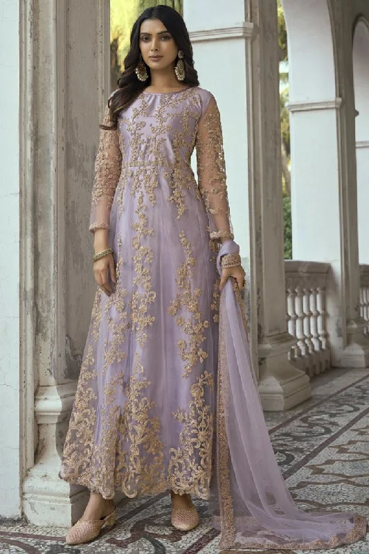 Radiant Lavender Color Net Fabric Function Style Anarklai Suit Affordable unclassified dresses