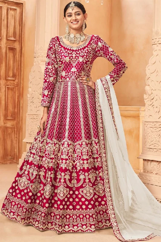 Radiant Rani Color Art Silk Anarkali Suit Chic unclassified dresses