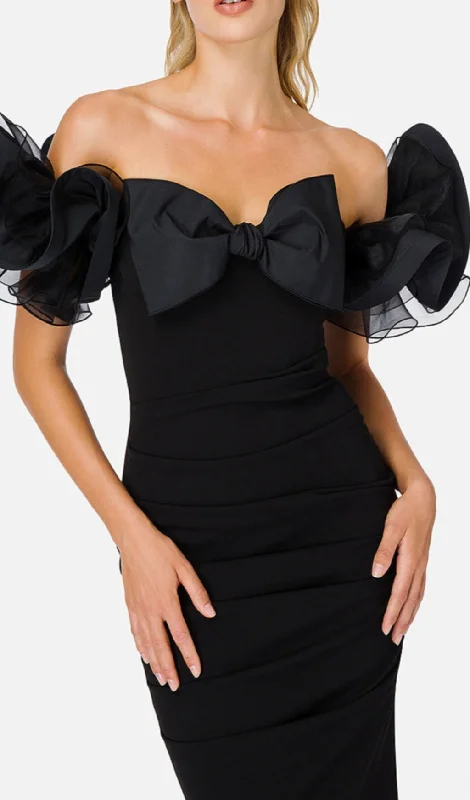 Off Shoulder Bow Ruffles Bandage Dress Bodycon unclassified dresses