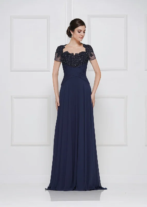 Rina Di Montella - RD2649 Beaded Ruched Bodice Chiffon A-Line Dress Office unclassified dresses