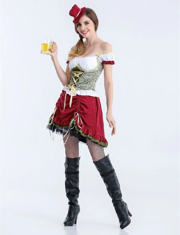 S-XL Women's Oktoberfest Costumes German Wench Maid Dirndl Peasant Costume Bavarian Beer Maid Fancy Dress Graduation unclassified dresses