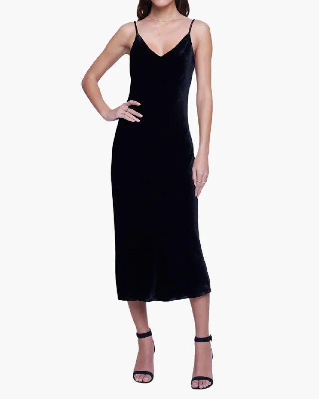 SERIDIE MID LENGTH SLIP DRESS IN BLACK High-end unclassified dresses