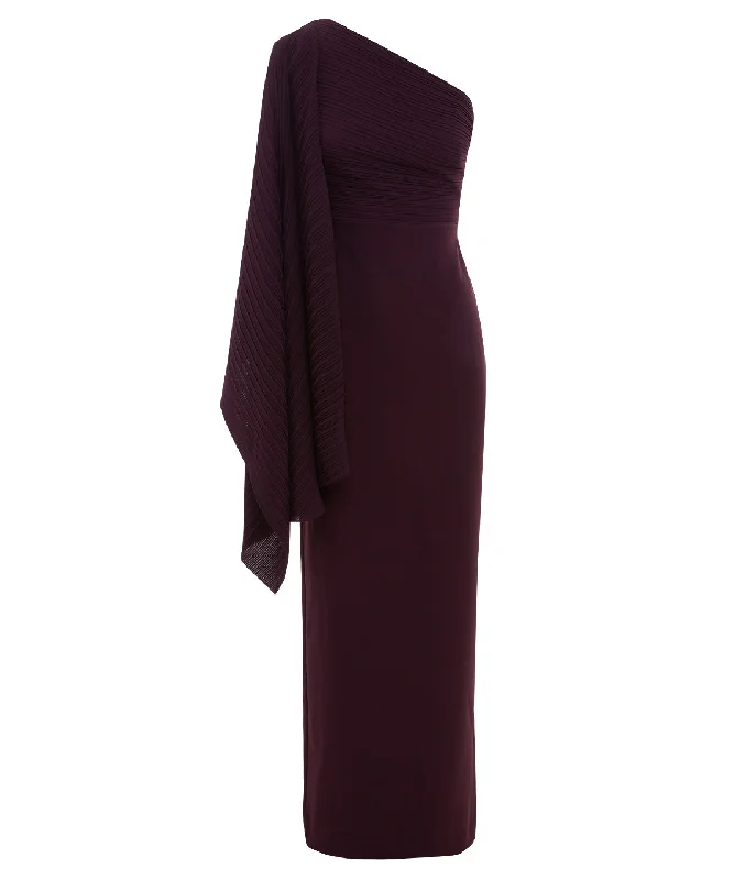 Lillia One Shoulder Woven Crepe Dress in Plum Short unclassified dresses