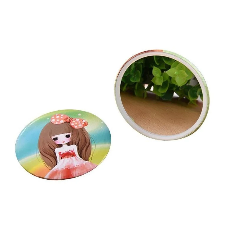 South Korean Cartoon Cute Portable Mirror Pocket Makeup Mirror Denim unclassified dresses