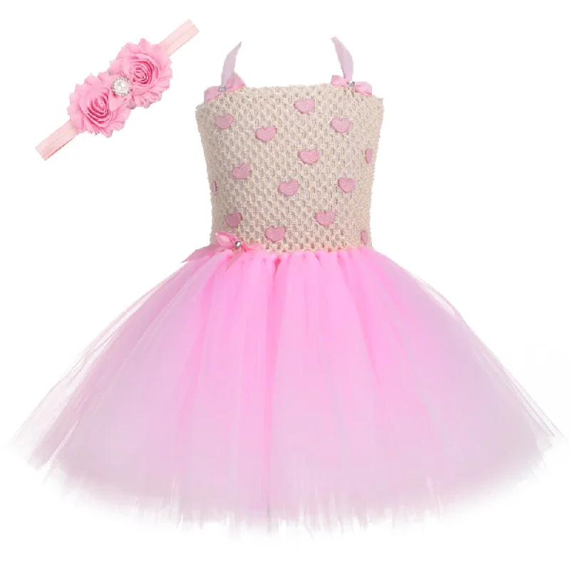 Sweet Love Heart Dress Girl Valentine Costumes Toddler Kids Tutu Dresses for Girls Princess Clothes Valentines Day Gift Outfit Knitted unclassified dresses