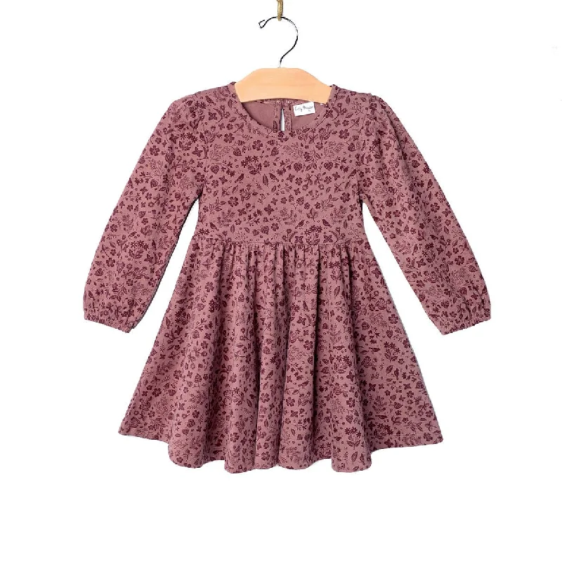 Twirl Dress- Fall Plum Birds Long unclassified dresses