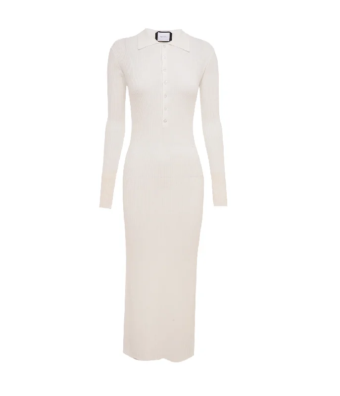 Aspen Knit Polo Dress in Crisp White Luxury unclassified dresses