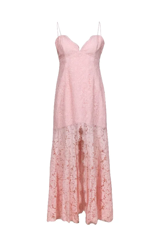 Fame and Partners - Blush Pink Lace Sleeveless Cut Out Back Dress Sz 10 Boho Lace Dress