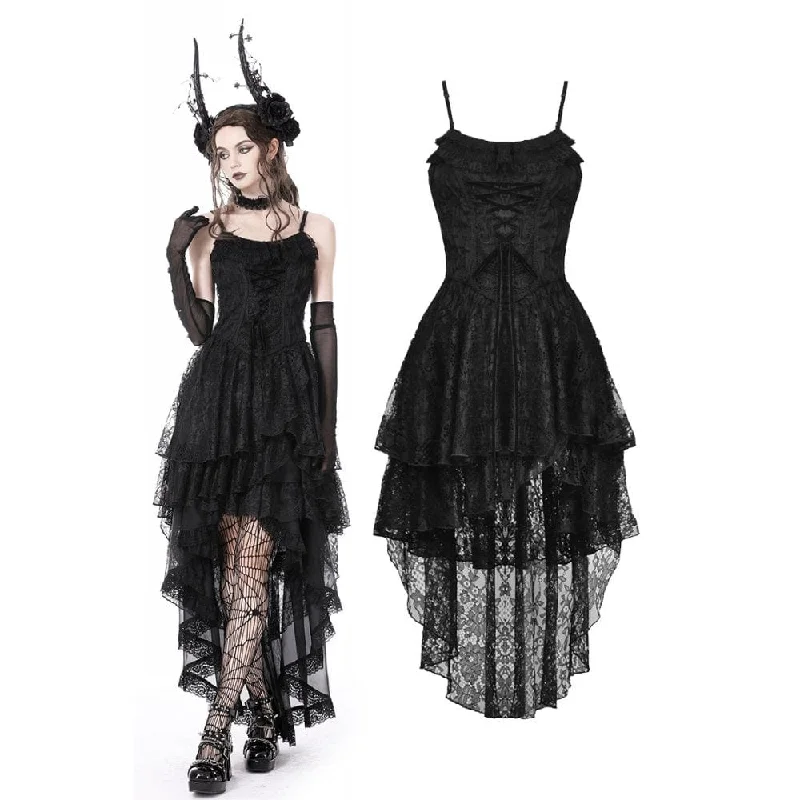 Women's Gothic Irregular Lace Layered Slip Dress Lace Dress Glow