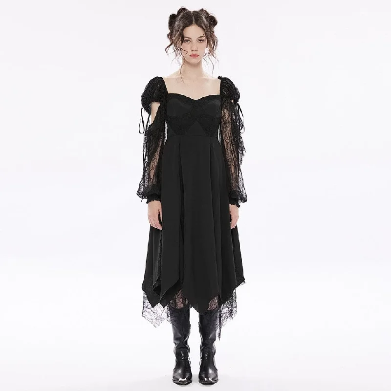 Women's Gothic Irregular Lace Splice Dress Lace Cocktail Gown