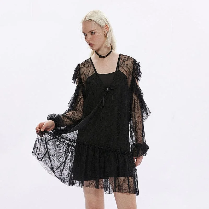 Women's Gothic Lace Doll Dress Lace Dress for Weddings