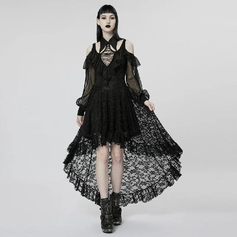 Women's Gothic Off Shoulder Irregular Lace Dress Lace Dress Design