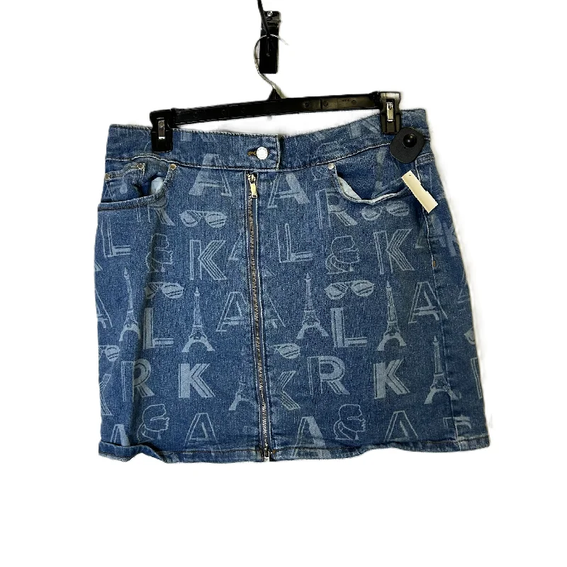 Skirt Mini & Short By Karl Lagerfield In Blue Denim, Size: 14 Fitted Pleated Skirt