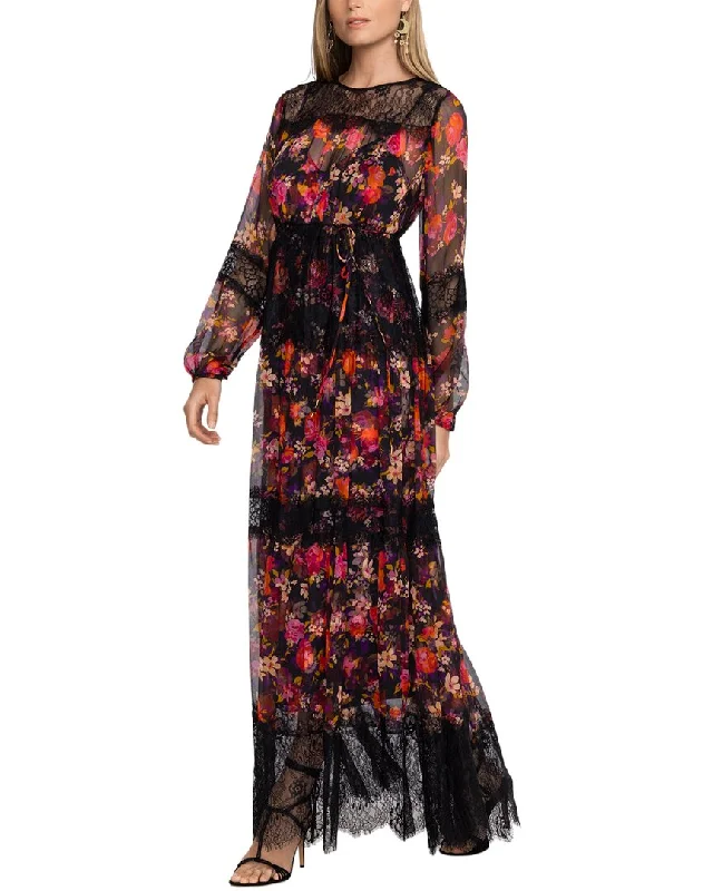 Johnny Was Ellie Lace Tiered Silk Maxi Dress Casual Maxi Skirt