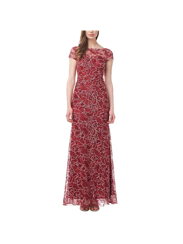 Womens Embroidered Lace Maxi Dress Button-up Maxi Skirt