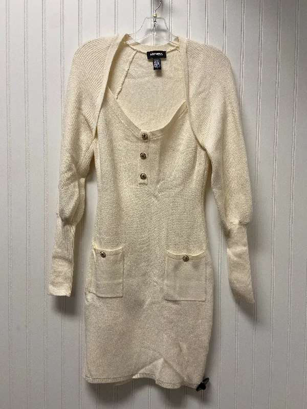 Dress Sweater By Express In Cream, Size: S Stylish Sweater Dress