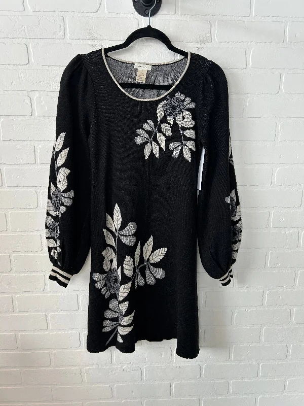 Dress Sweater By Max Studio In Black & Cream, Size: S Elegant Sweater Dress