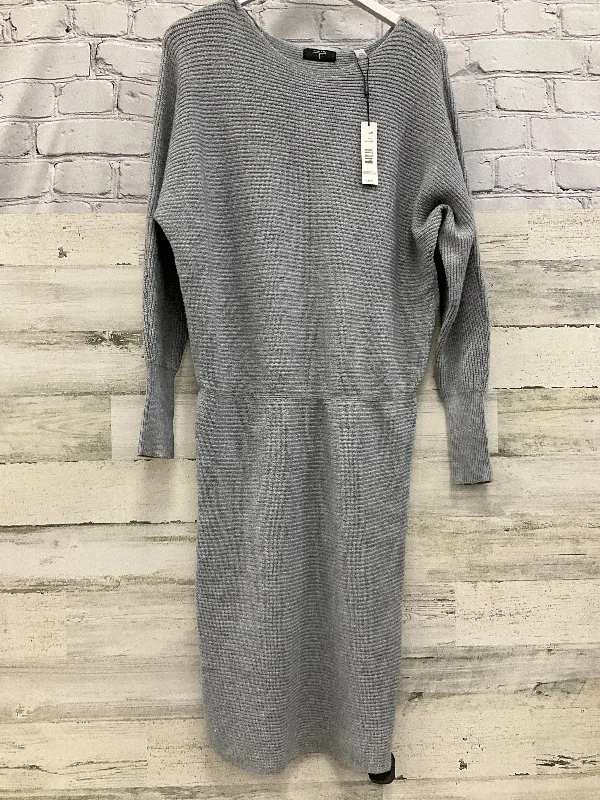 Dress Sweater By Tahari By Arthur Levine In Grey, Size: M Chunky Knit Dress