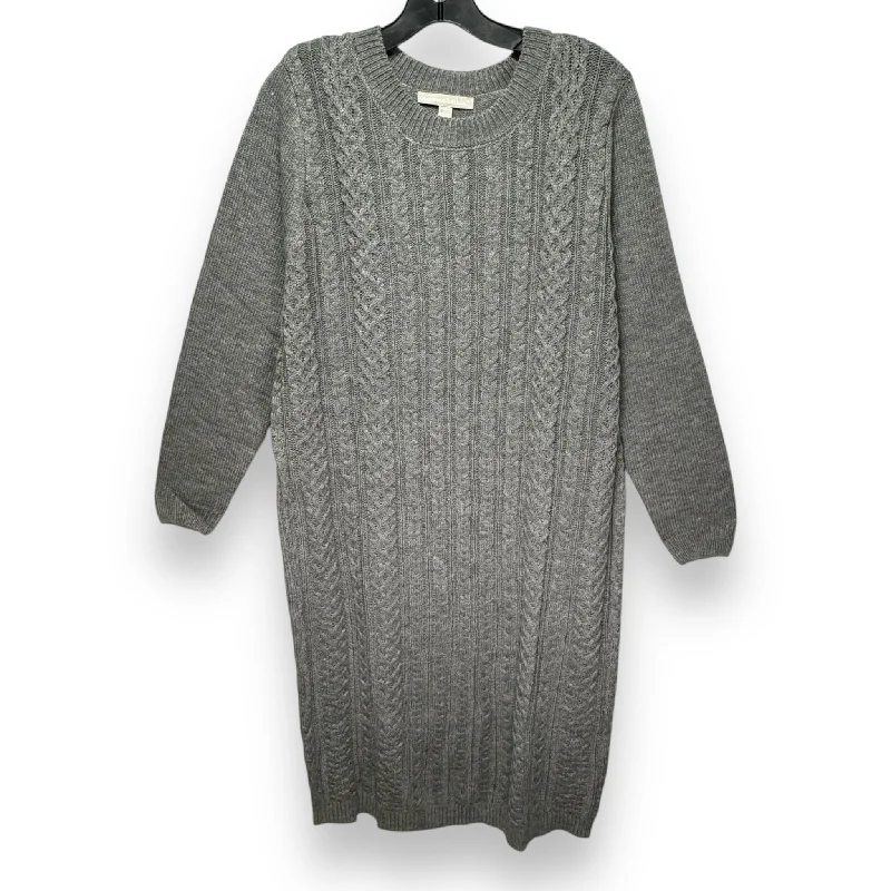 Dress Sweater By Woman Within In Grey, Size: L Sweater Dress with Belt