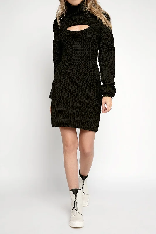 Jady Cropped Sweater with Dress in Black Lace Sweater Dress