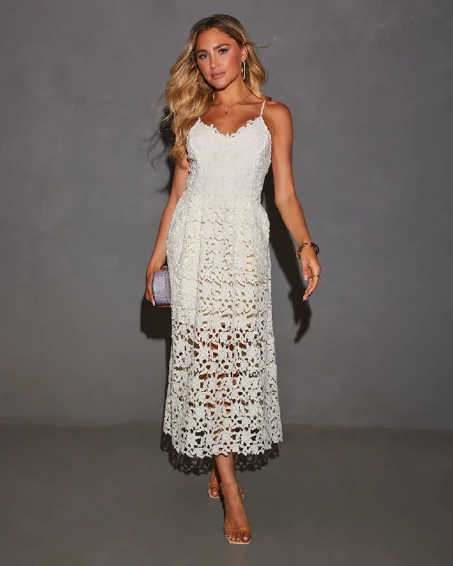 Picturesque Lace Midi Dress Soft Denim Midi