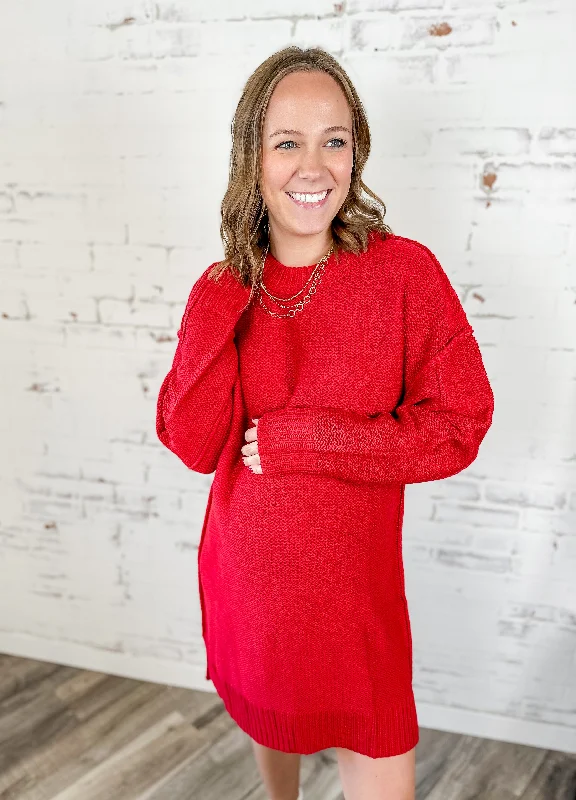 Sweater Tunic Top V-neck Sweater Dress