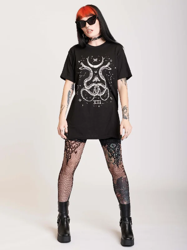 Cosmic Snake T-shirt Belted Button Dress