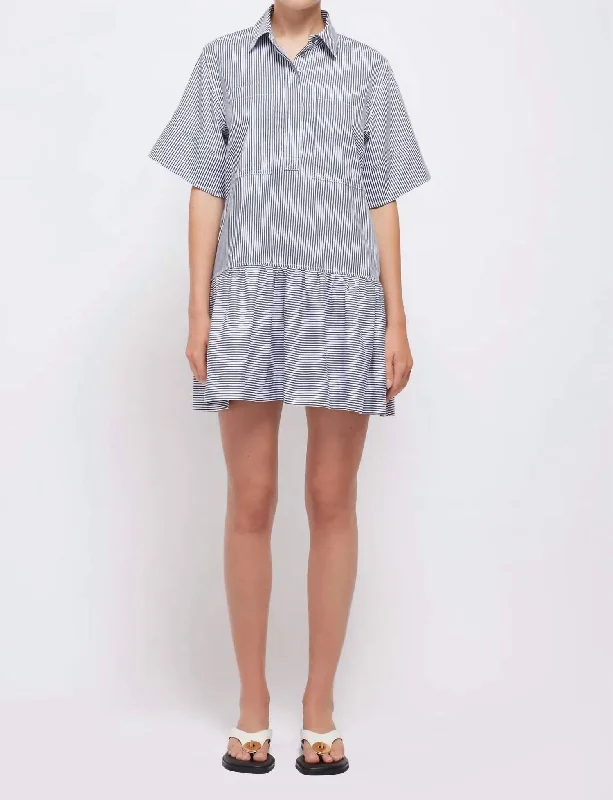 Cris Shirt Dress In Midnight Stripe Casual Button Shirt