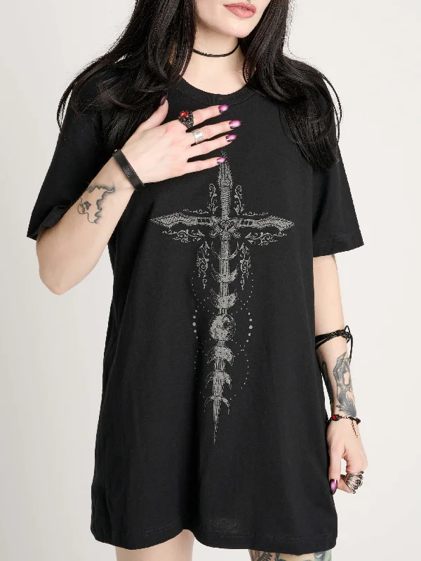 Crucifix T-shirt Short Sleeve Shirt Dress