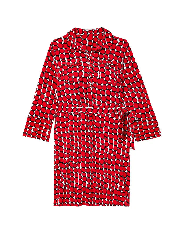 Oak Hill Tie-Waist Shirt Dress | Red / White Button-down Shirt Dress