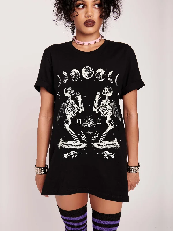 Praying Skeleton T-shirt Denim Shirt Dress