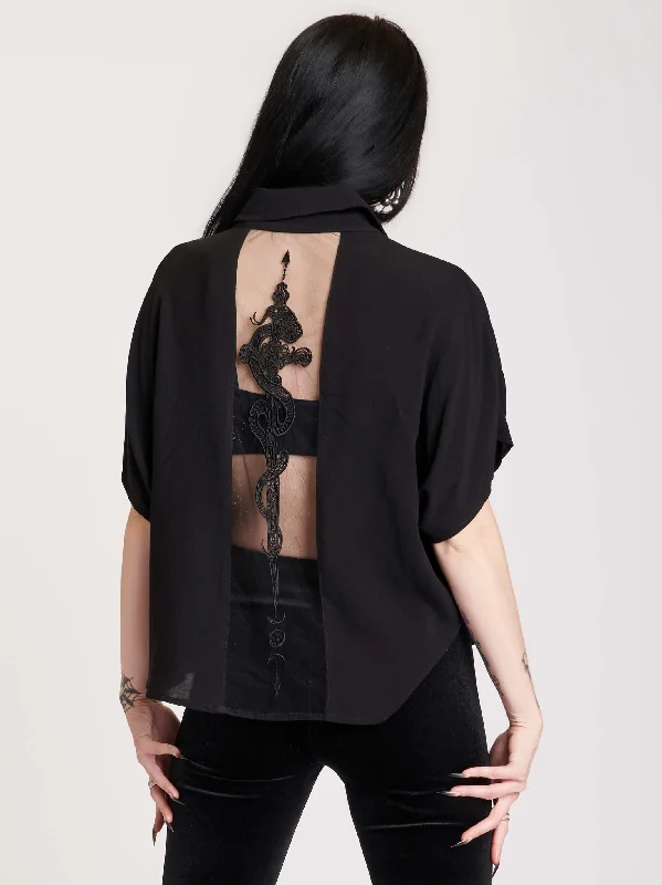 Snake Dagger Embroidered  Shirt Elegant Shirt Gown