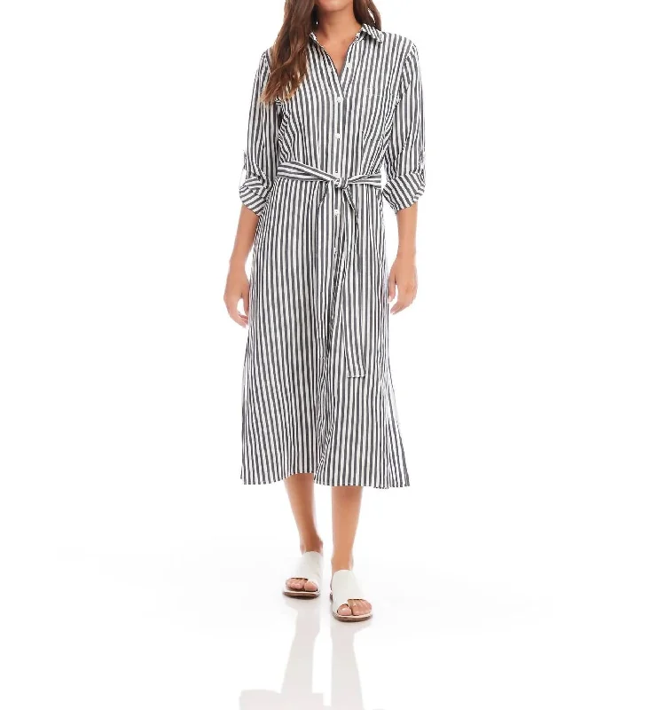 Stripe Shirtdress Boho Shirt Dress