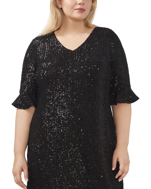 Valeria Sequin Dress | RICH BLACK Off-shoulder Sequin Dress