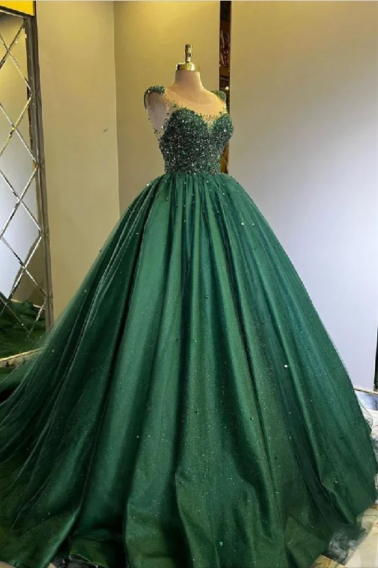 Amazing Ball Gown Green Tulle Princess Dress Sweet 15 Dress Y5405 Tulle Bodycon Dress