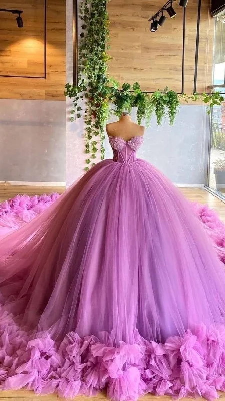 Sweetheart Neckline Tulle Ball Gown Sweet 16 Dress Y5821 Tulle Dress Color